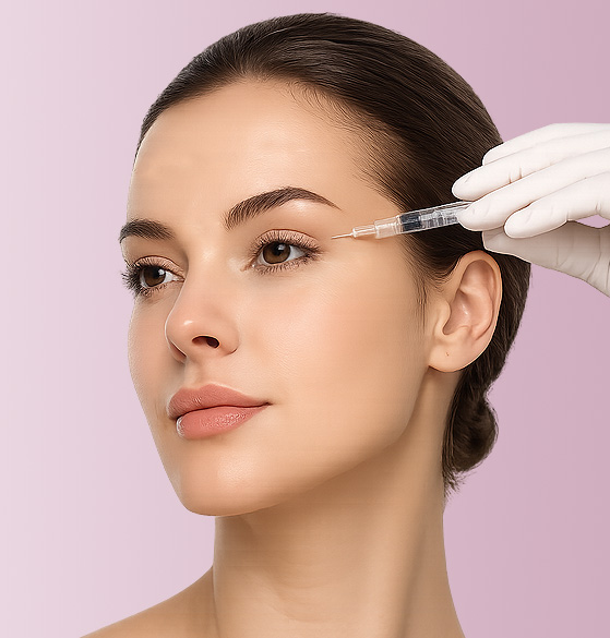 Botox uygulaması yapılan kadın yüzü
